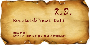 Kosztolánczi Deli névjegykártya
